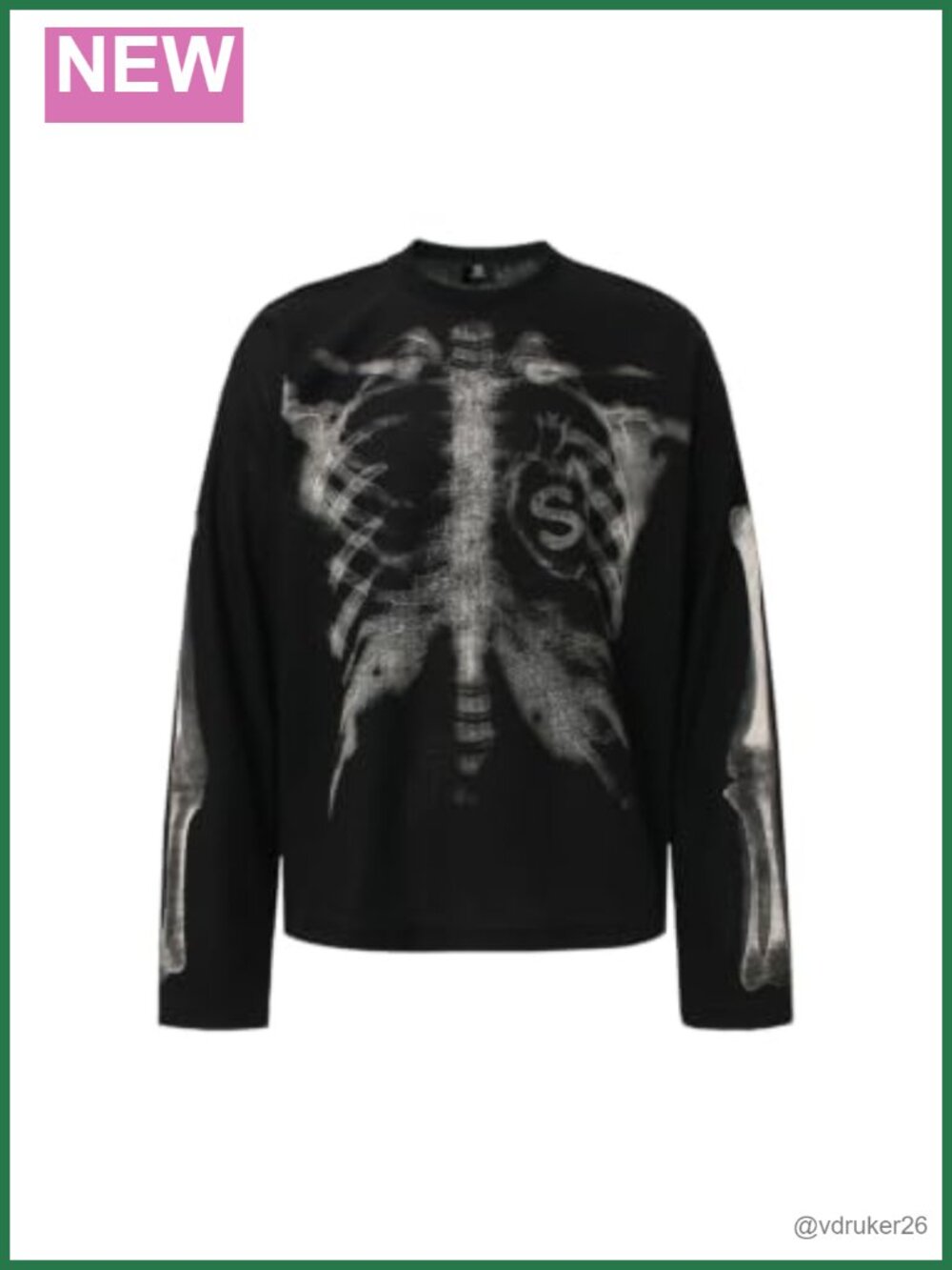 Unisex Skeleton Graphic Waffle Knit Long Sleeve Sweatshirt Crew Neck Y2K